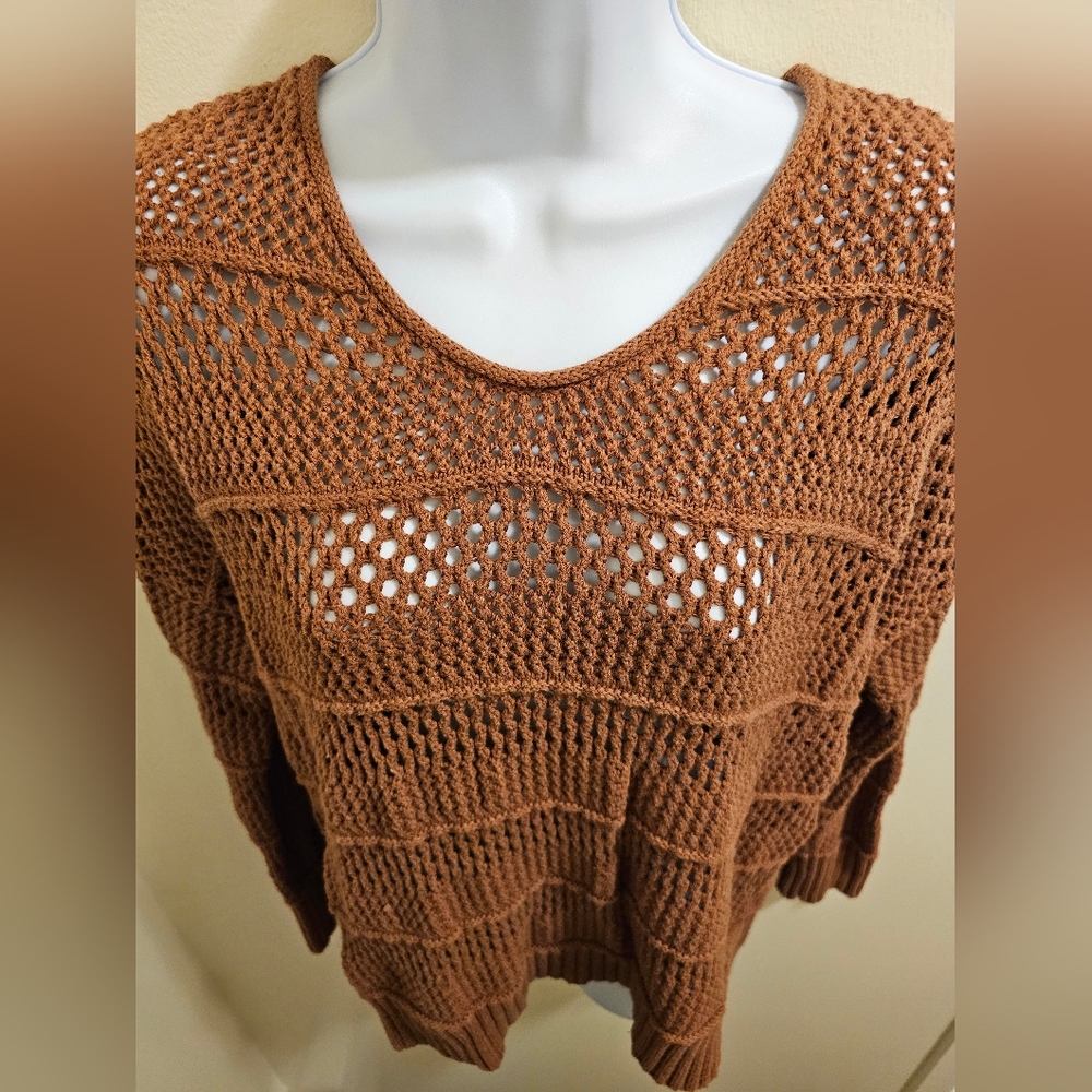 Universal Thread Rust Orange Crotchet Sweater, La… - image 2